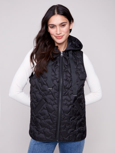 CHARLIE B C6364 STAR QUILTED SHORT VEST