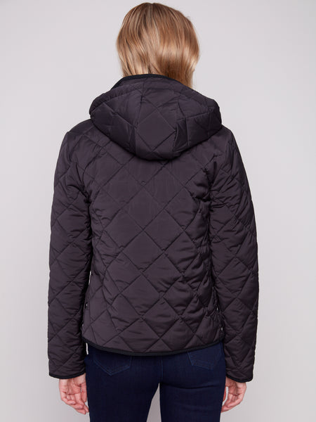 CHARLIE B C6372 QUILTED PUFFER JACKER WITH REMOVEABLE HOOD 2 COLOURS