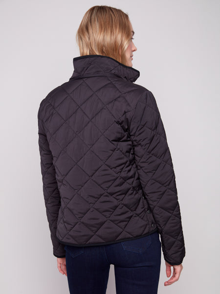 CHARLIE B C6372 QUILTED PUFFER JACKER WITH REMOVEABLE HOOD 2 COLOURS