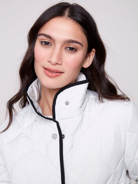 CHARLIE B C6372 QUILTED PUFFER JACKER WITH REMOVEABLE HOOD 2 COLOURS