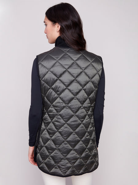 CHARLIE B C6385 REVERSIBLE QUILTED LONG VEST