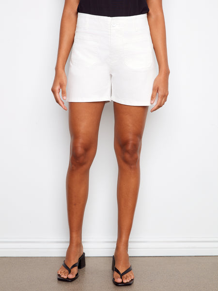 CHARLIE B C8051RR STRETCH DENIM SHORTS WITH PATCH POCKETS-4 COLOURS