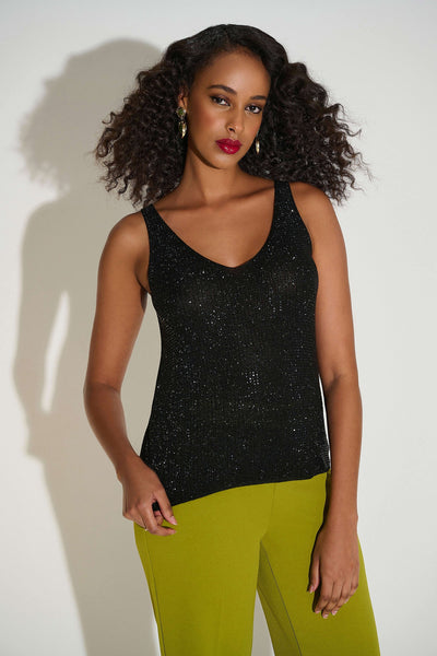 JOSEPH RIBKOFF 252915S26 METALLIC KNITTED CAMISOLE WITH RHINESTONES- 3 COLOURS