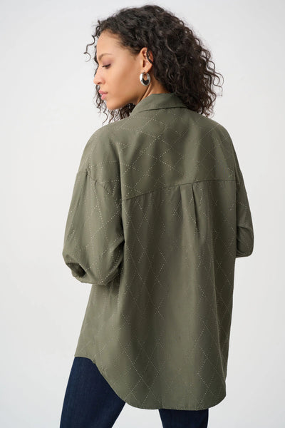 Joseph Ribkoff 263922 Tencel Boxy Blouse With All-Over Rhinestone Detail