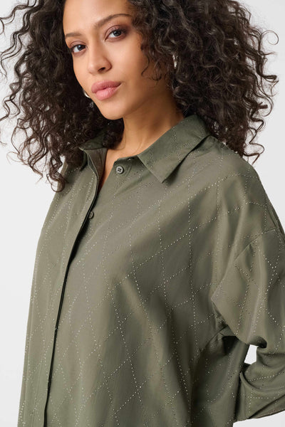 Joseph Ribkoff 263922 Tencel Boxy Blouse With All-Over Rhinestone Detail