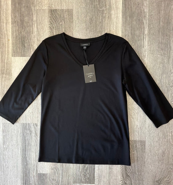 CARRELI S036 PIMA COTTON V-NECK 3/4 SLEEVE T-SHIRT 3 COLOURS