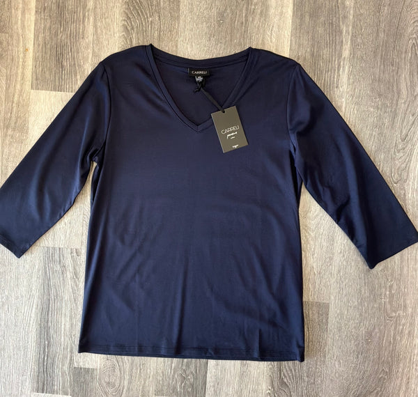 CARRELI S036 PIMA COTTON V-NECK 3/4 SLEEVE T-SHIRT 3 COLOURS