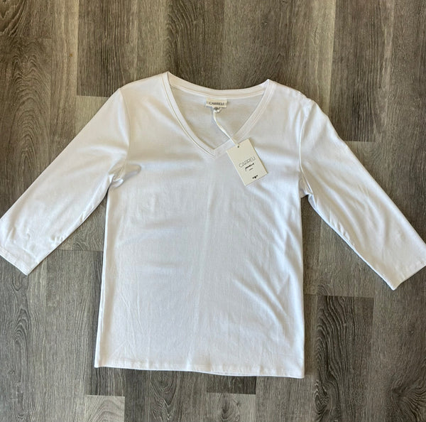 CARRELI S036 PIMA COTTON V-NECK 3/4 SLEEVE T-SHIRT 3 COLOURS