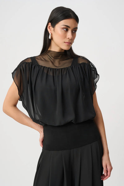 JOSEPH RIBKOFF 263198 Chiffon And Silky Knit Blouson Top