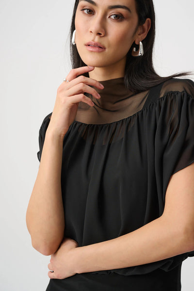JOSEPH RIBKOFF 263198 Chiffon And Silky Knit Blouson Top