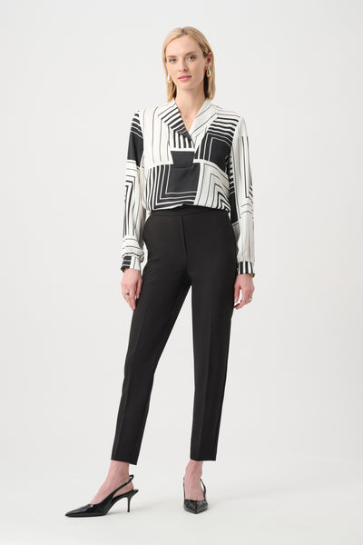 JOSEPH RIBKOFF 263153 Recycled Satin Geometric Print Boxy Top