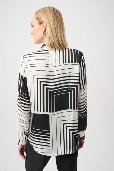 JOSEPH RIBKOFF 263153 Recycled Satin Geometric Print Boxy Top