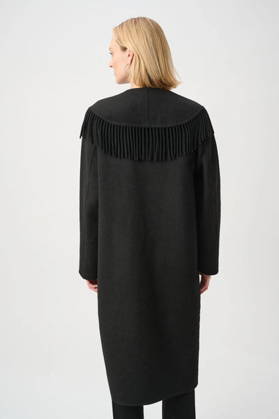 Joseph RIBKOFF 263912 Wool Blend Shawl Collar Fringed Coat