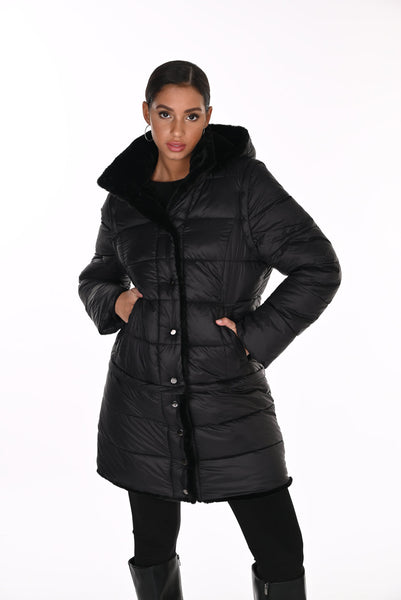 Frank Lyman 263805 16-WAY REVERSIBLE PUFFER & FAUX FUR COAT