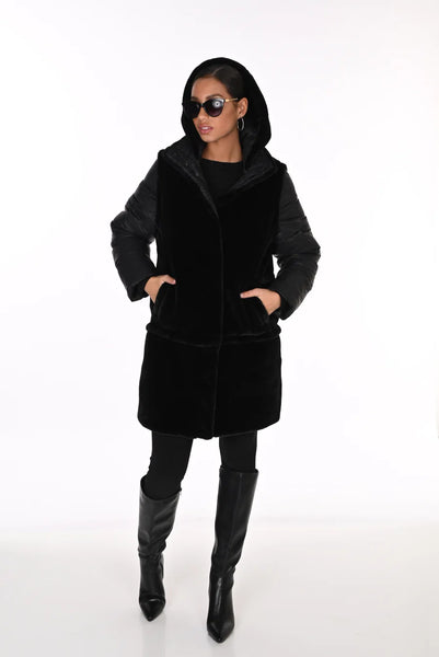 Frank Lyman 263805 16-WAY REVERSIBLE PUFFER & FAUX FUR COAT