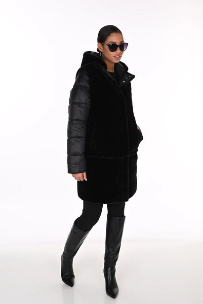 Frank Lyman 263805 16-WAY REVERSIBLE PUFFER & FAUX FUR COAT