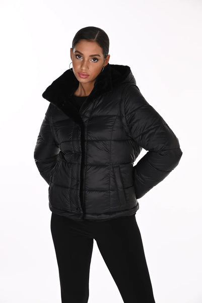 Frank Lyman 263805 16-WAY REVERSIBLE PUFFER & FAUX FUR COAT