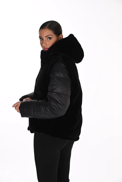 Frank Lyman 263805 16-WAY REVERSIBLE PUFFER & FAUX FUR COAT