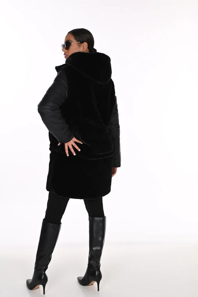 Frank Lyman 263805 16-WAY REVERSIBLE PUFFER & FAUX FUR COAT