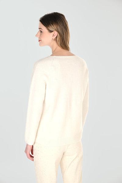 Frank Lyman 264813  V-neck Knit Sweater With Leopard Heart Graphic Style 264813