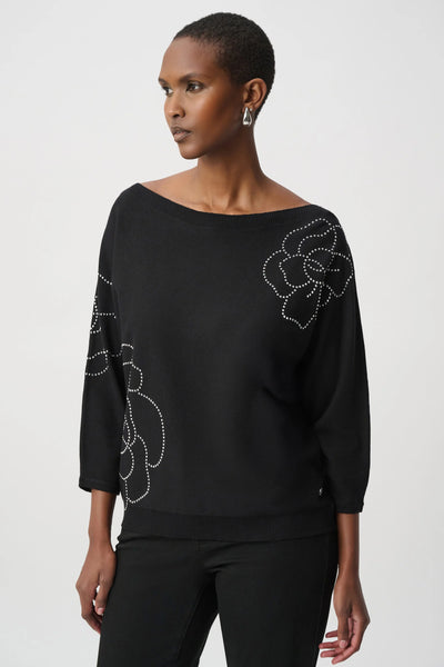 Joseph Ribkoff 264957 Pullover With Flower Applique