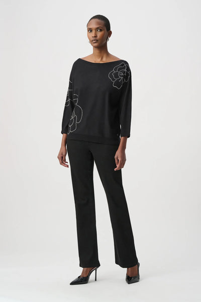 Joseph Ribkoff 264957 Pullover With Flower Applique