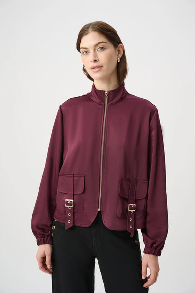 Joseph Ribkoff 264939 Satin Puff Sleeve Utility Jacket