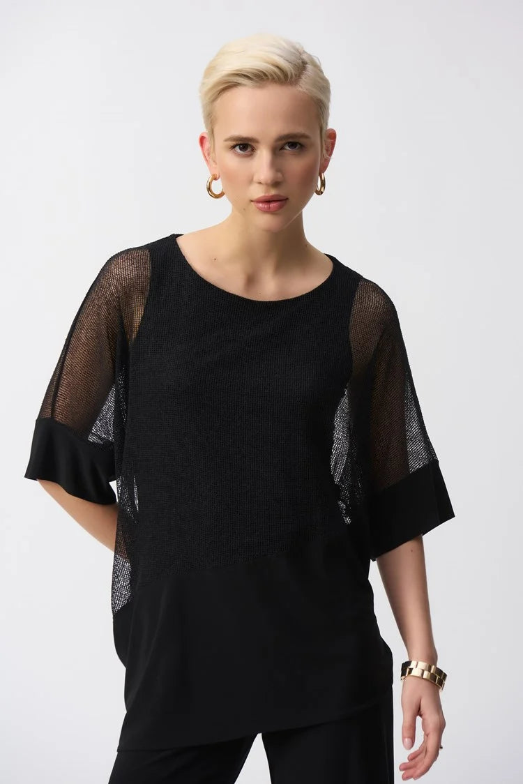 JOSEPH RIBKOFF 251092 Mesh And Silky Knit Cocoon Top