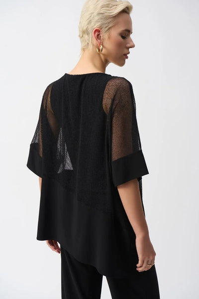 JOSEPH RIBKOFF 251092 Mesh And Silky Knit Cocoon Top