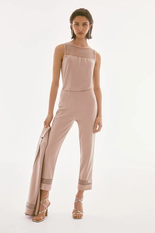 JOSEPH RIBKOFF 243753S25 Signature | Silky Knit And Rhinestone Mesh Pants