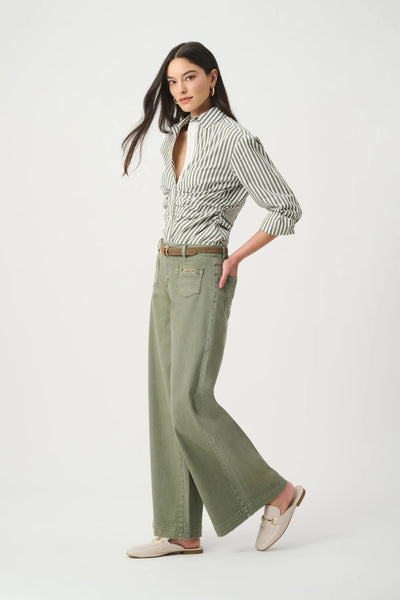Joseph Ribkoff 271906 Striped Cotton Shirred Blouse