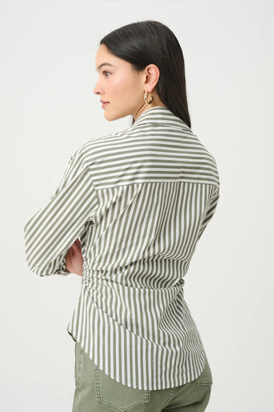 Joseph Ribkoff 271906 Striped Cotton Shirred Blouse
