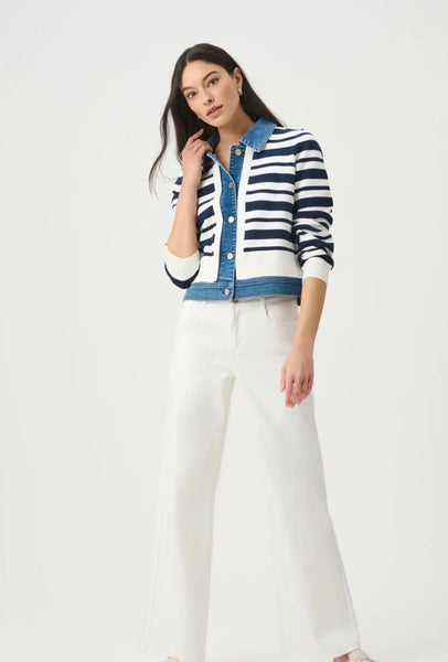 Joseph Ribkoff 271901 Striped Cotton Knit Jacket