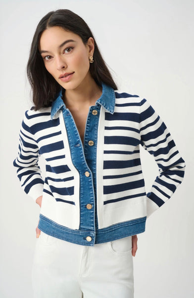Joseph Ribkoff 271901 Striped Cotton Knit Jacket