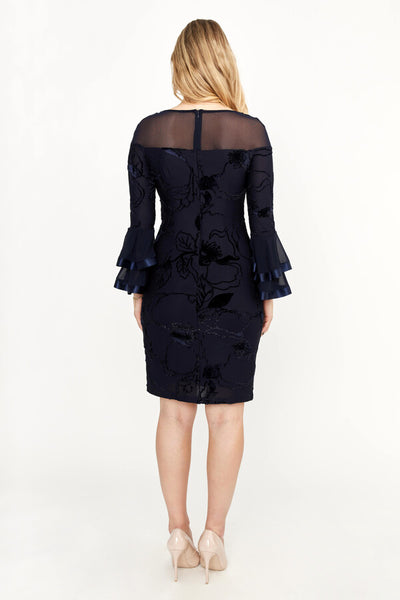 Frank Lyman 219221 Floral Ruffled Bodycon Dress Style Navy