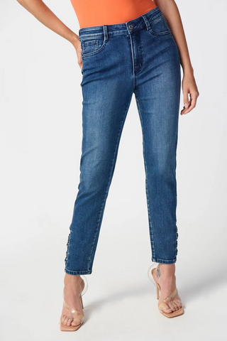Joseph Ribkoff 241900 Classic Slim Jeans with Embellished Hem