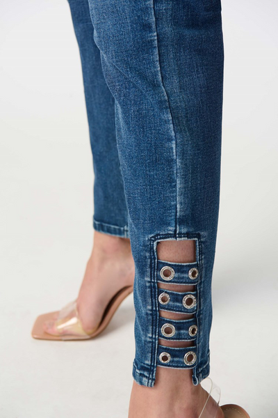 Joseph Ribkoff 241900 Classic Slim Jeans with Embellished Hem