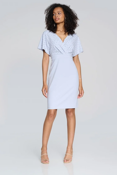 Joseph Ribkoff 241761 Scuba Crepe Wrap Dress with Pearl Detail in 2 colours