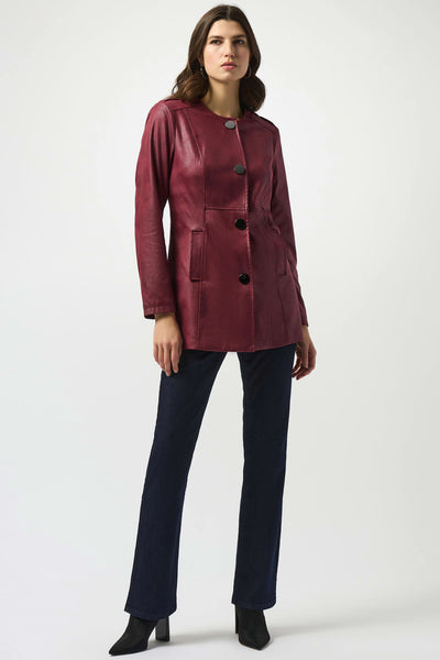 JOSEPH RIBKOFF 253934 FOILED SUEDE FITTED JACKET 2 COLOURS