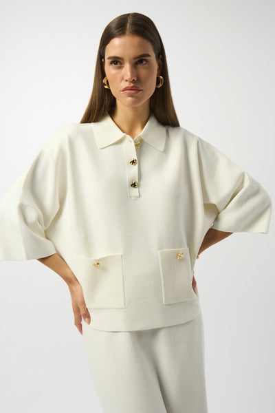 JOSEPH RIBKOFF 253962 SWEATER KNIT PULLOVER WITH POLO COLLAR 2 COLOURS