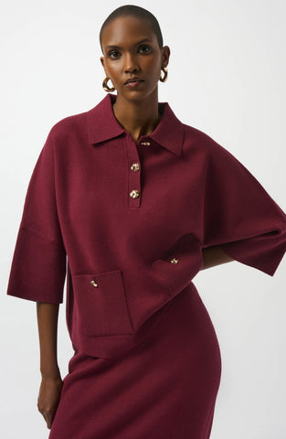 JOSEPH RIBKOFF 253962 SWEATER KNIT PULLOVER WITH POLO COLLAR 2 COLOURS