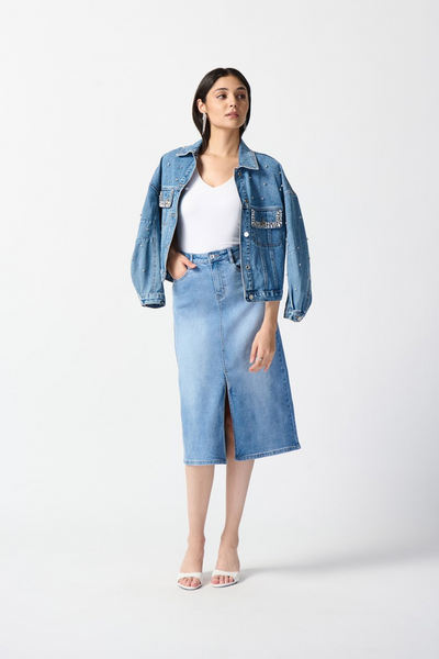 Joseph Ribkoff 242919 Denim A-Line Skirt