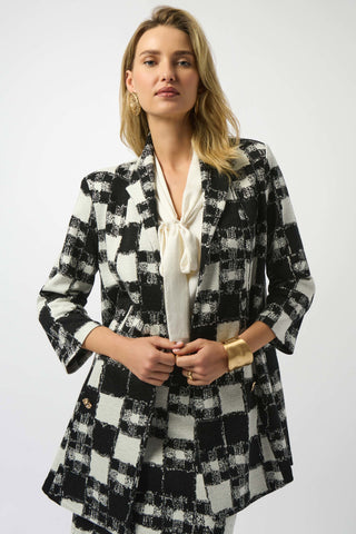 JOSEPH RIBKOFF 253017 JACQUARD SWEATER PLAID PRINT A-LINE JACKET