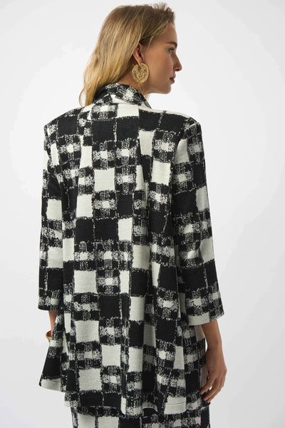 JOSEPH RIBKOFF 253017 JACQUARD SWEATER PLAID PRINT A-LINE JACKET