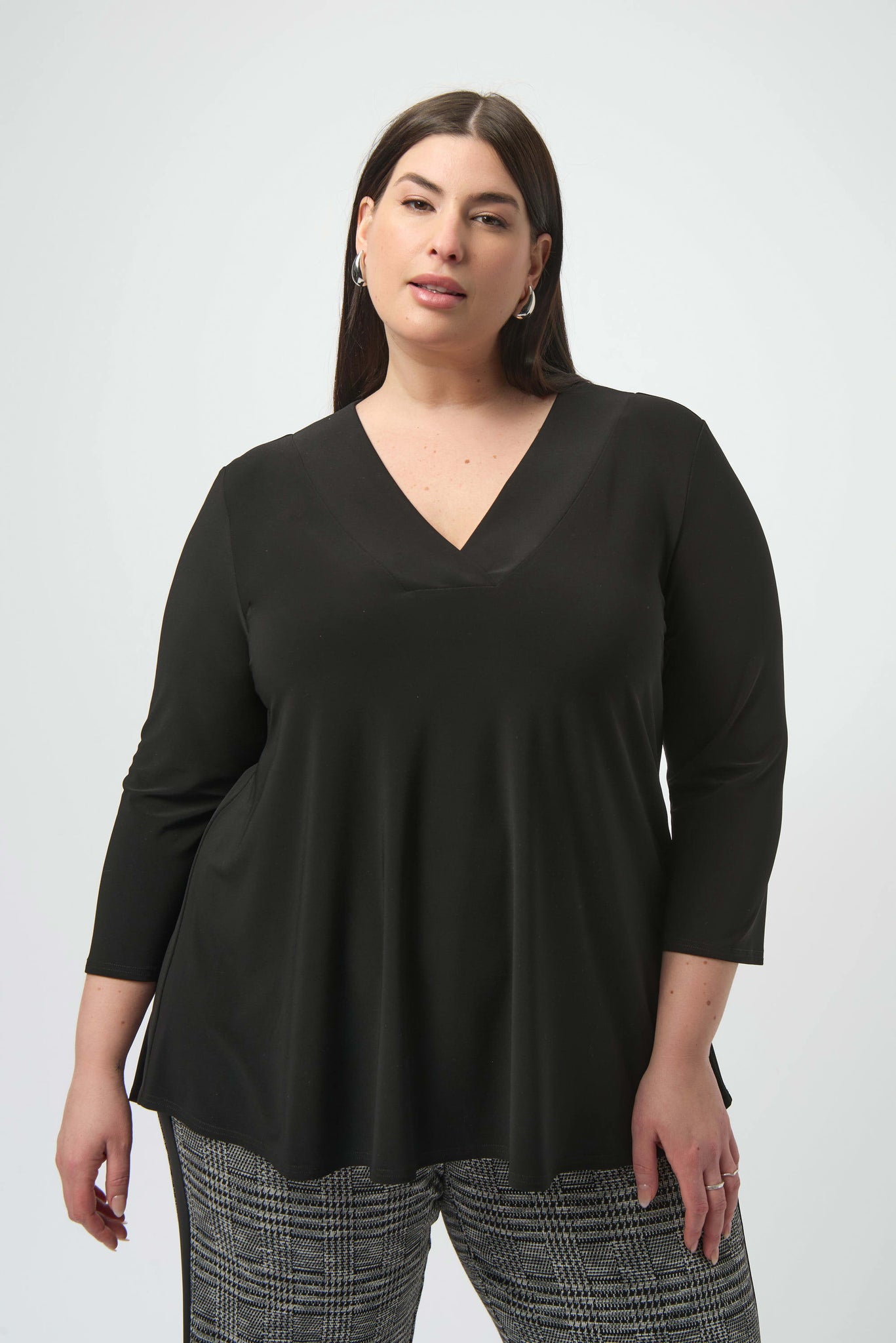 JOSEPH RIBKOFF 253112 SILKY KNIT FLARED TOP 2 COLOURS