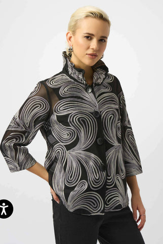 JOSPEH RIBKOFF 253949 EMBROIDERED MESH STRAIGHT JACKET