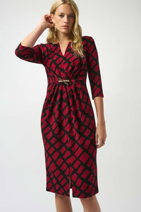 JOSEPH RIBKOFF 253250 SILKY KNIT GEOMETRIC PRINT SHEATH DRESS