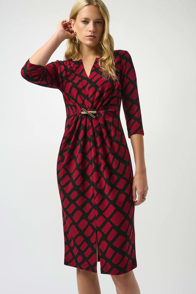 JOSEPH RIBKOFF 253250 SILKY KNIT GEOMETRIC PRINT SHEATH DRESS