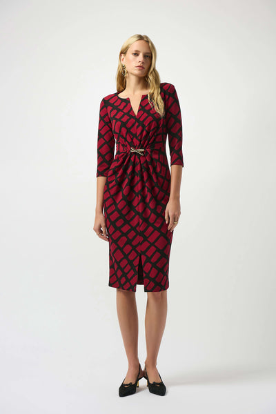 JOSEPH RIBKOFF 253250 SILKY KNIT GEOMETRIC PRINT SHEATH DRESS