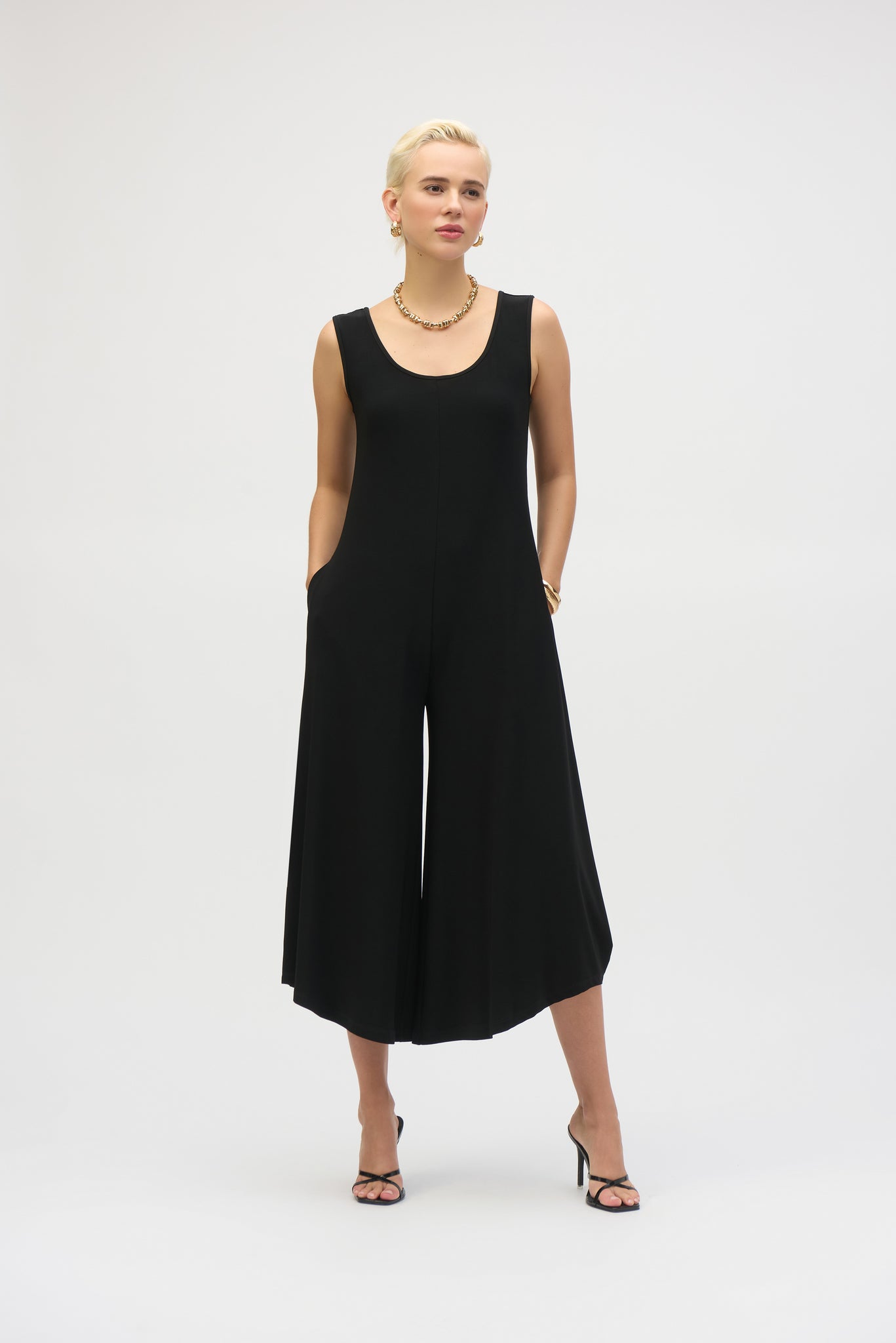 JOSEPH RIBKOFF 252056  Silky Knit Wide-Leg Sleeveless Jumpsuit